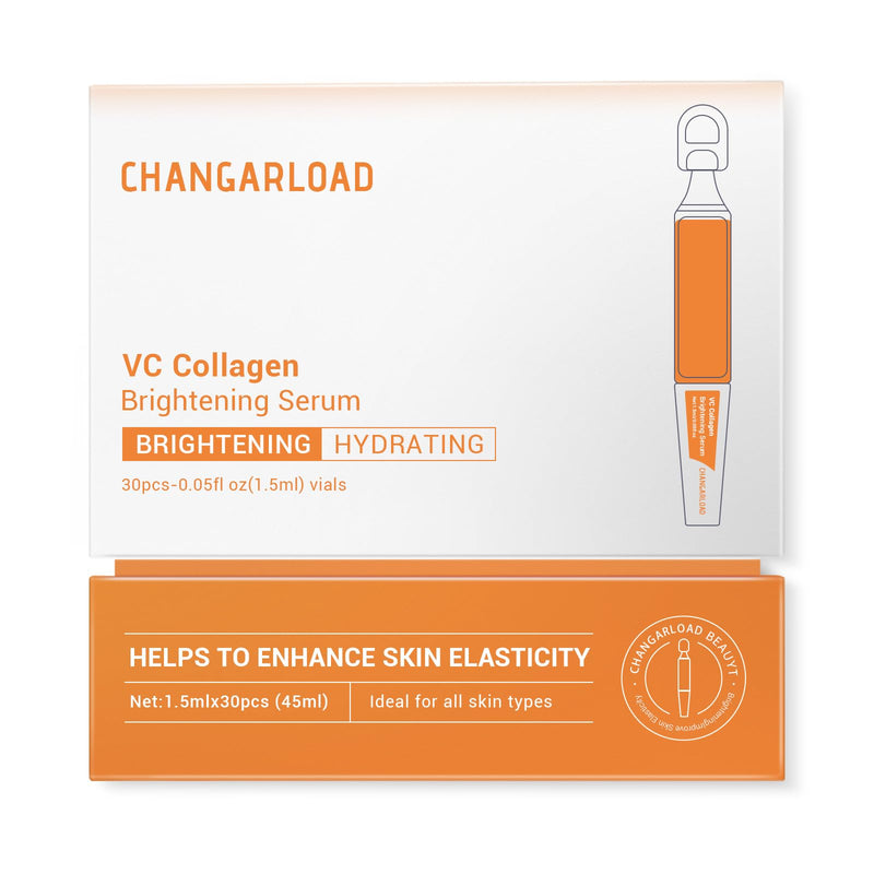 30% Vitamin C Serum with Hyaluronic Acid & Rose Stem Cells – Enhances Anti-Aging Face Serum for Wrinkles, Uneven Skin Tone, Dark Spots, Dull Skin，Korean Microneedling-Like Care 30 Ampoules Vitamin C Collagen Serum 30pcs