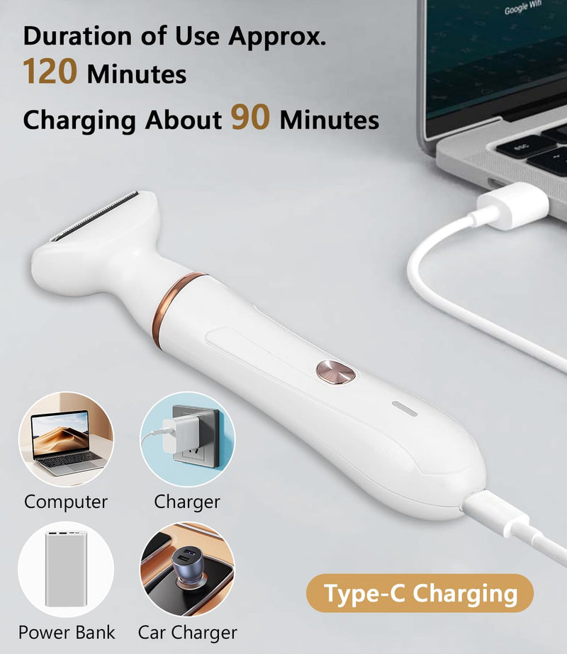 [Australia] - Bixury Shaver Women's 4-in-1 Intimate Razor for Women Nose Hair Trimmer Women's Shaver Women's Electric Eyebrow Shaver Wet and Dry Use Hair Trimmer for Face Nose Armpits Intimate Area 