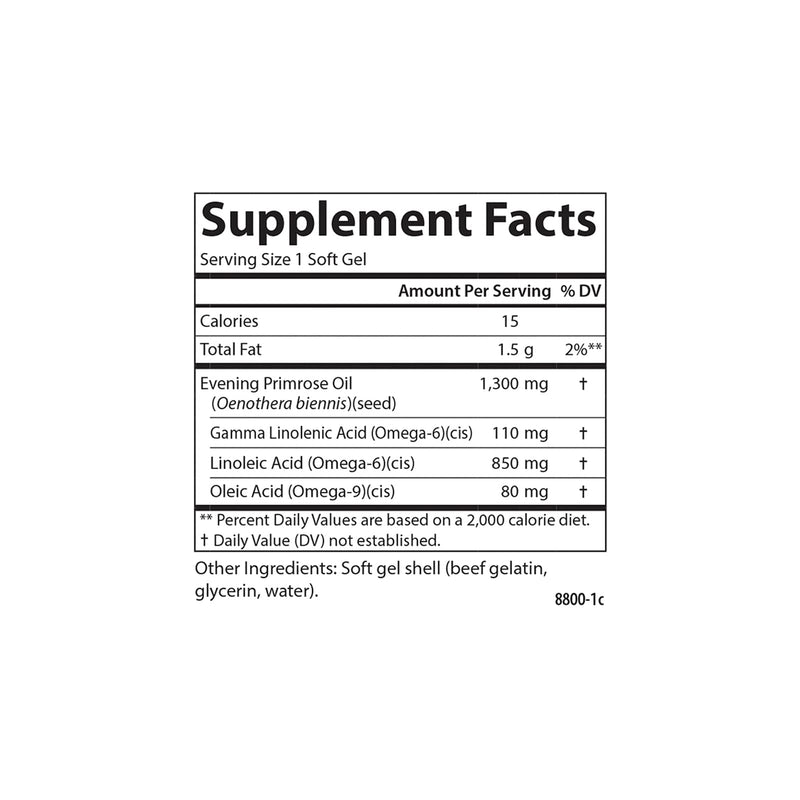 [Australia] - Carlson - Golden Primrose, 1300 mg Evening Primrose Oil, Cold-Pressed, Healthy Skin, Women's Health & Optimal Wellness, 50 Softgels 
