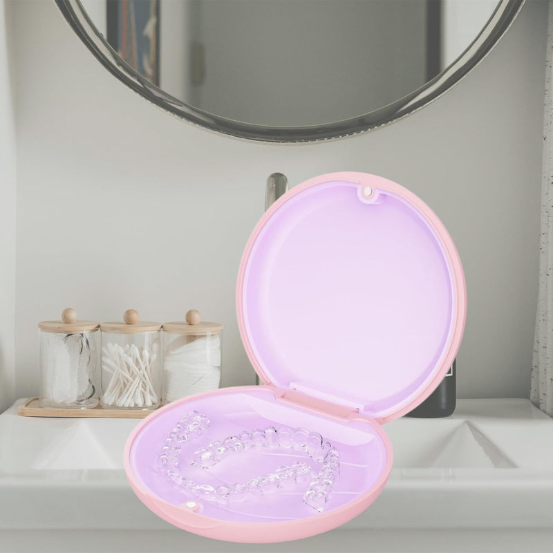 [Australia] - Retainer Case, Slim Aligner Cases for Invisalign, Mouthguard Case with Removal Tools& Aligners Chewies& Brush, Removable Inner Tray Silicone for Easy Cleaning (Pink) Pink 