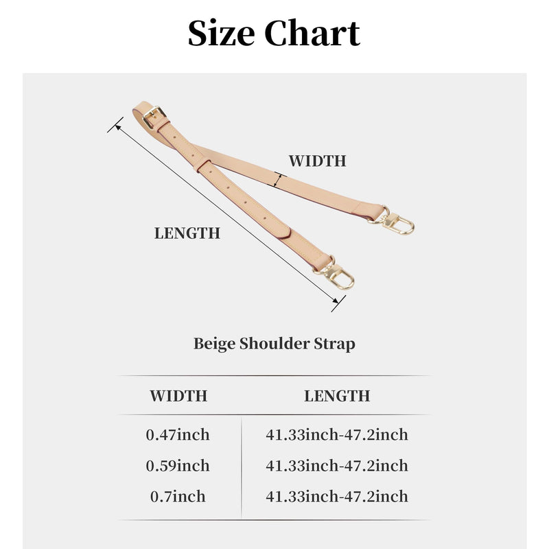 Replacement Leather Strap for LV Bags, 0.59" W, Beige | Adjustable 41-47" L, Natural Patina Over Time, Lightweight for Everyday Shoulder Carry 0.59" Width