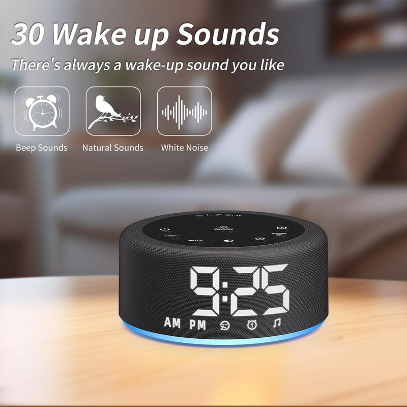 [Australia] - 【3 in 1】 Sound Machine Alarm Clock Night Light White Noise Machine with 27 Sleeping Sounds for Baby Kids Adults 32 Level Volume Auto Off Timer Memory Function Digital Clock with 30 Wake Up Sounds Light black 
