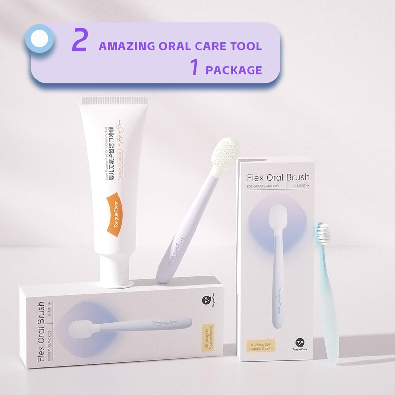 Kids Tongue Scraper and Training Toothbrush Kit, Tongue Cleaner Combo for Infant & Newborn 0-3 Years