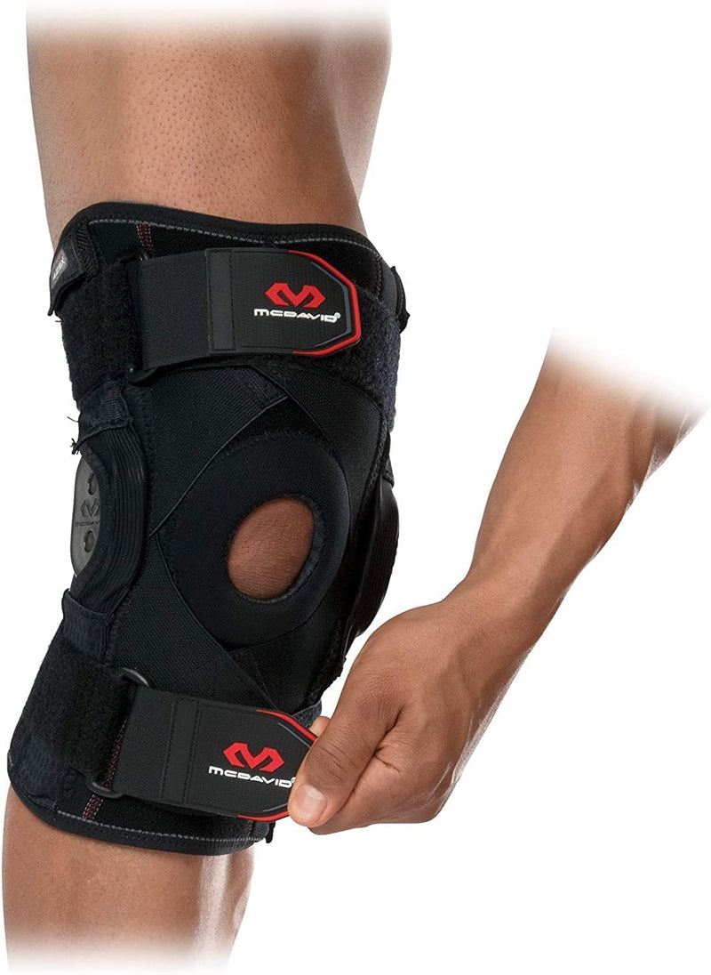 [Australia] - McDavid Hinged Knee Brace for Men and Women, Knee Brace with Side Stabilizers, Knee Compression Sleeves and Stability Straps for ACL, LCL, Arthritis, Tendonitis, MCL, Patella, Left and Right Large 