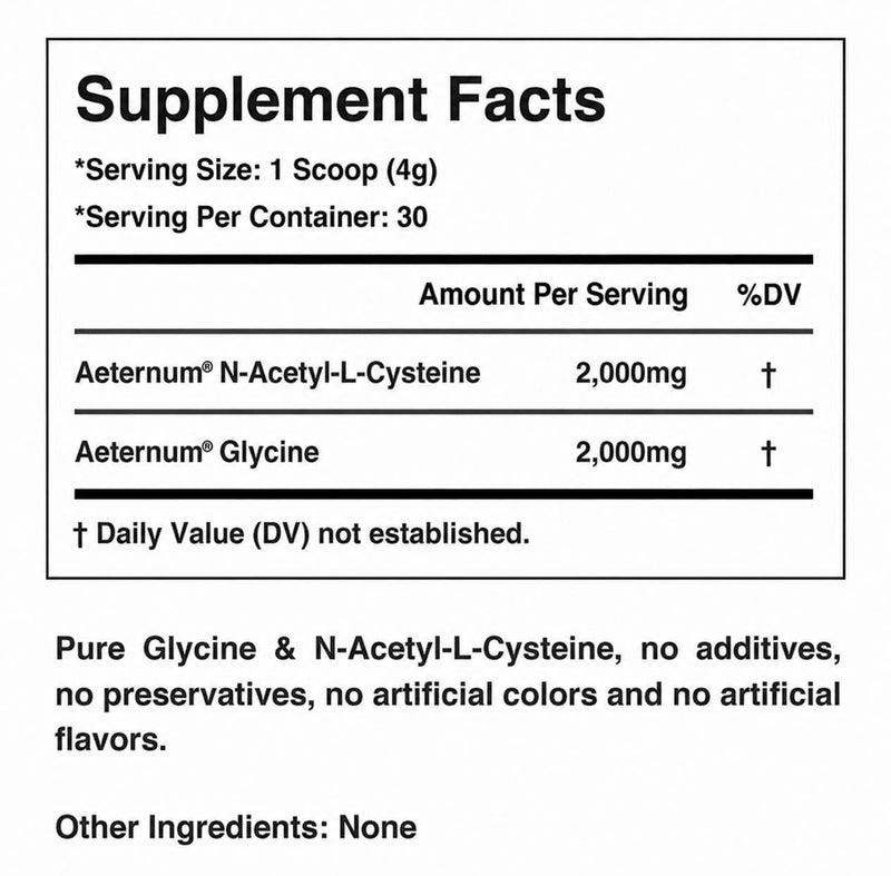 aeternum GlyNAC Powder 120g – Glycine & NAC Powder for Anti-Aging, Energy, & Cellular Health Support, Boost Glutathione, Gluten-Free & Non-GMO
