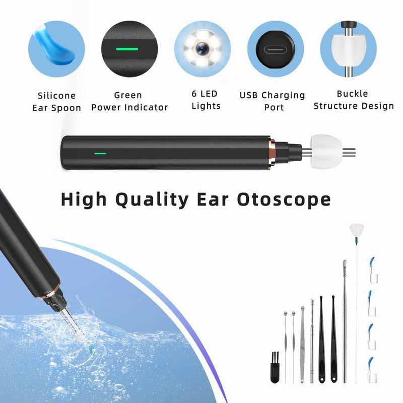[Australia] - T2 Wireless Wifi Smart Otoscope Earwax Removal Tool Ear Endoscope with Led Light Visual Ear Scope for Adults and Children 