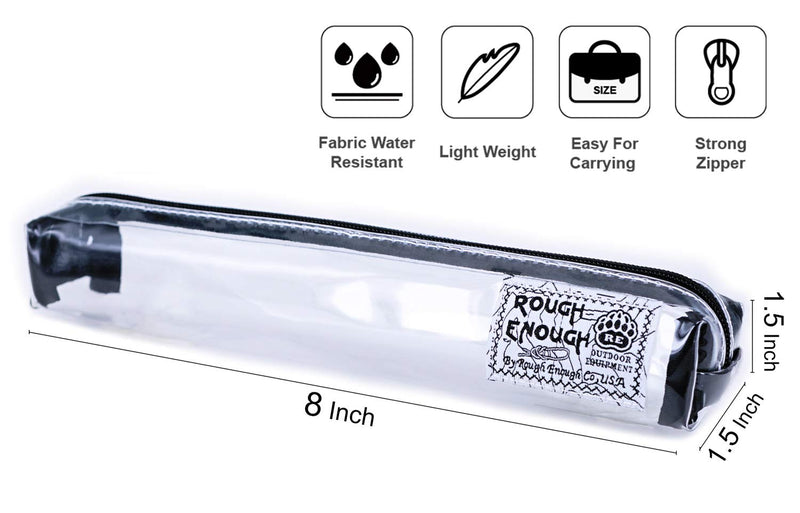 Rough Enough Clear Slim Stationery Pouch TSA Approved Toiletry Bag Clear Travel Toothbrush Case for Men Women