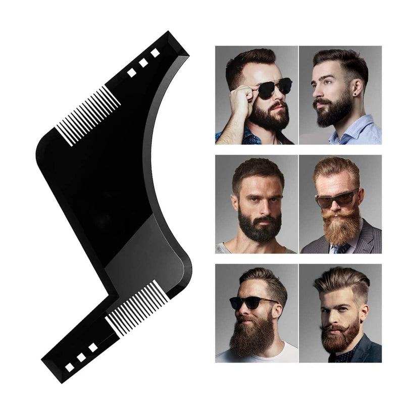 [Australia] - 1 piece black beard stencils, professional beard stencil, beard shapes for goatee, sideburns, neck, beard comb, styling tool, beard care. 