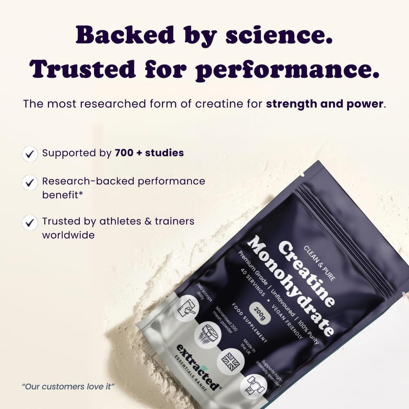 Pure Creatine Monohydrate Powder, Micronized 200 Mesh for Fast Dissolving, 100% Unflavoured High-Purity Creatine, Lab Tested, Vegan, Non-GMO, Gluten-Free, 5g Serving 1 Pack (200g)