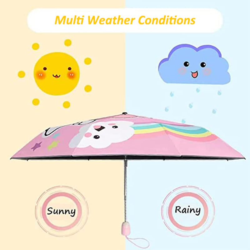 Hannstar Kids folding umbrella for gilrs & boys, strong and portable - windproof durable umbrella with one button auto open/close, Lightweight