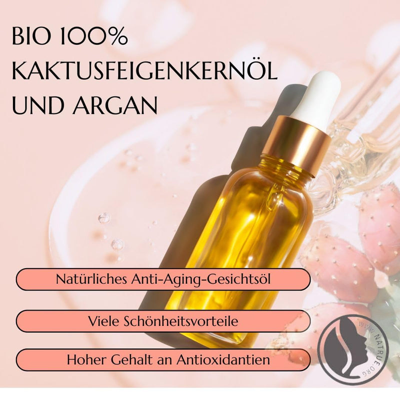 [Australia] - Green idea - Prickly Pear Seed Oil Organic Cold Pressed Facial Oil with Argan Oil Hair Oil - Natural Anti-Aging Facial Oil - Moisture for Face - Antioxidant Protection - Against Dark Circles NaTrue 25 ml 