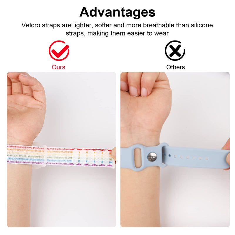 [Australia] - Kids Wristband Compatible with Apple AirTag, Protective Case for Air Tag GPS Tracker Holder with Nylon Bracelet, Adjustable Anti Lost Watch Band for Toddler Child Elder(2PacksRainbowA) 2Rainbow A 