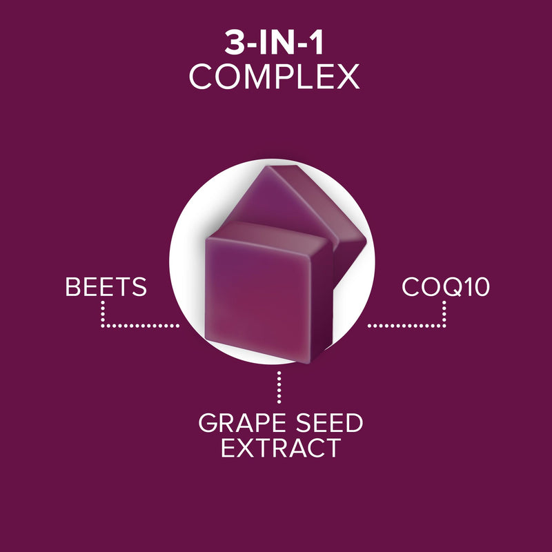 [Australia] - Qunol Beets Chews for Blood Pressure Support, 3 in 1 Beets + CoQ10 + Grape Seed Extract, Supports Healthy Blood Circulation & Heart Healthy Energy, 90 Chews 90 Count (Pack of 1) 