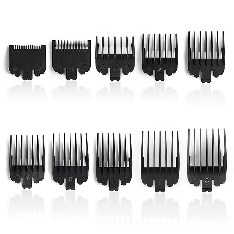 [Australia] - Trimmer attachments, hair combs set, hair clipper, magic clip, hair trimmer, beard trimmer, attachment comb, slide-on combs for clippers, hairdresser, salon tool (black) 