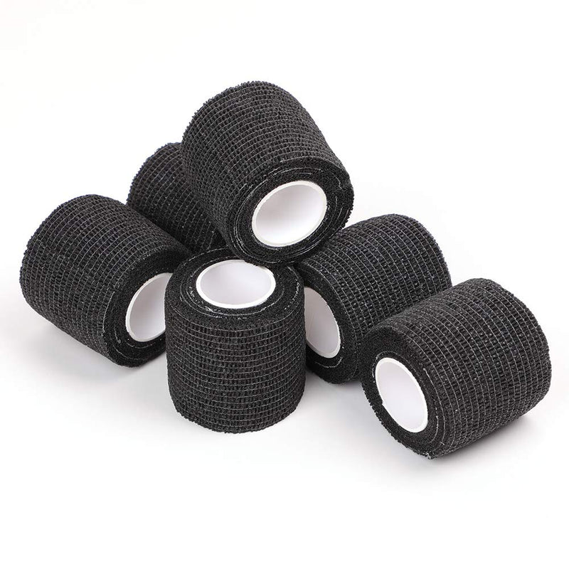 [Australia] - STIGMA Pack of 6 Disposable Tattoo Grip Tape Tattoo Grip Cover Wrap Elastic Self-Adhesive Bandage Tape for Tattoo Machine Grip Black (2" x 5 Yards) TC622 