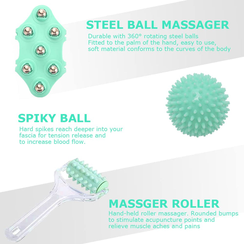 [Australia] - Foot Massage Ball & Foot Rollers 6 in 1 Set with Handheld Roller, Spiky Ball, Lacrosse Ball, Massage Roller, Steel Ball Massager for Relieve Plantar Fasciitis, Deep and Superficial 