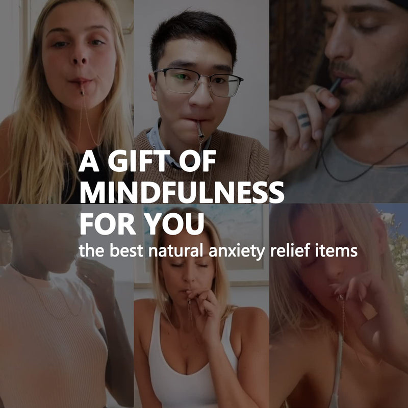 [Australia] - SpiritEvo Breathing Anxiety Necklace with Velvet Bag, Mindfulness Breathe Necklace Accessories Gifts for Natural Calm & Stress Relief, Silver 