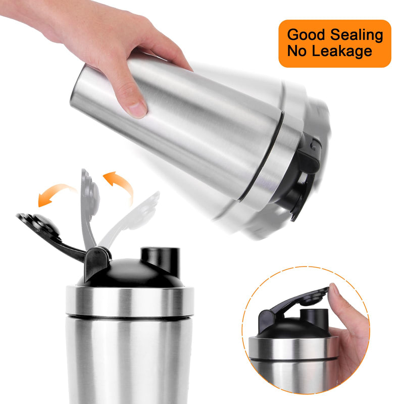 [Australia] - POFIBO stainless steel protein shaker, 750ML shaker for protein shake, sports fitness protein shaker with steel ball, BPA-free and leak-proof protein shaker, ideal for protein powder and protein shakes 