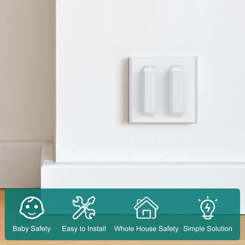 [Australia] - Light Switch Cover Guard, Child Proof Wall Switch Cover Keeps Your Lights or Switches from Getting Accidentally Turned ON or OFF, Toggle Style (White, 2 Pack) 