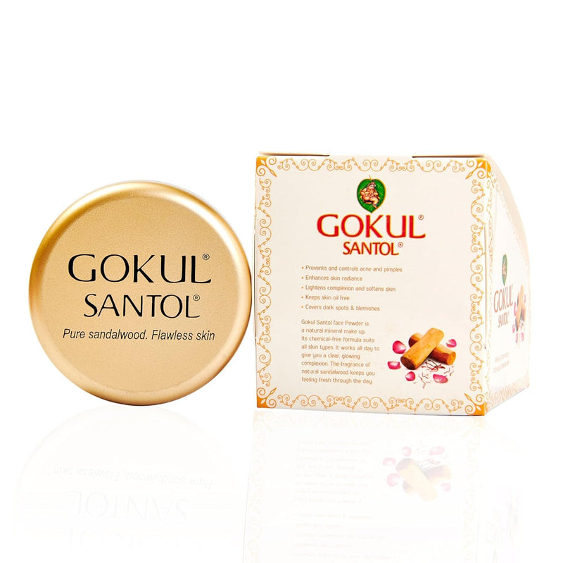 Face Powder Sandalwood Chandan Makeup Powder by Gokul, Natural Face Powder for All Skin Types, 10g-100% Pure sandalwood from India's Mysore Sandal Trees.