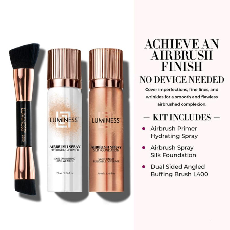 [Australia] - LUMINESS Complete Makeup Kit - Includes Face Palette, Airbrush Foundation, Primer and Brush - Silky, Long-Wearing, Easy to Blend, Perfect Makeup for Older Women, 4-PC Make Up Set (02 - Fair) 02 - Fair 