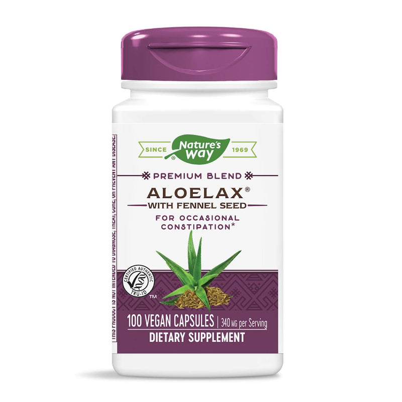 [Australia] - Nature's Way Aloelax, Premium Blend, with Fennel Seed, Occasional Constipation*, 340 mg, Vegan, 100 Capsules 