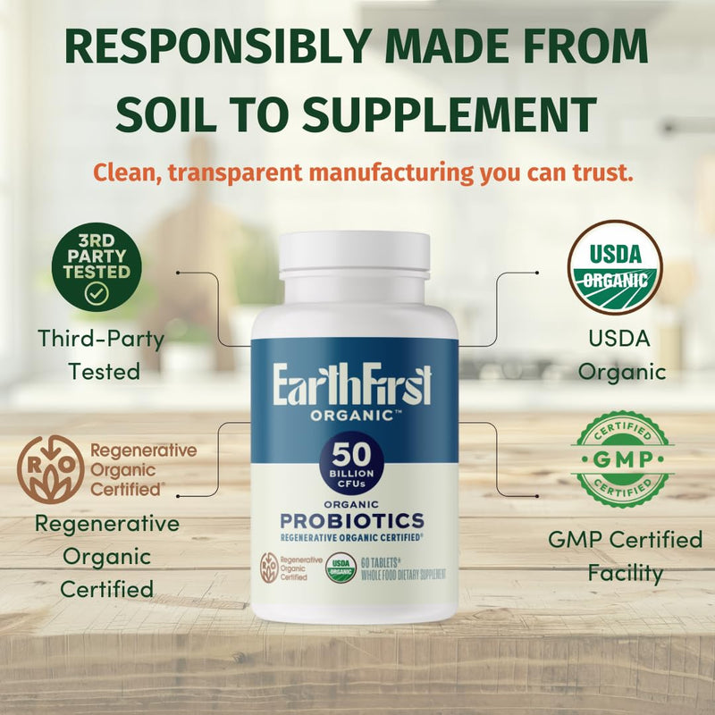 Probiotic 50B CFU with Beef Liver – Regenerative Organic Certified Daily Gut Health Supplement – Supports Digestion, Immune & Emotional Wellness – 60 Tablets 60 Count (Pack of 1)