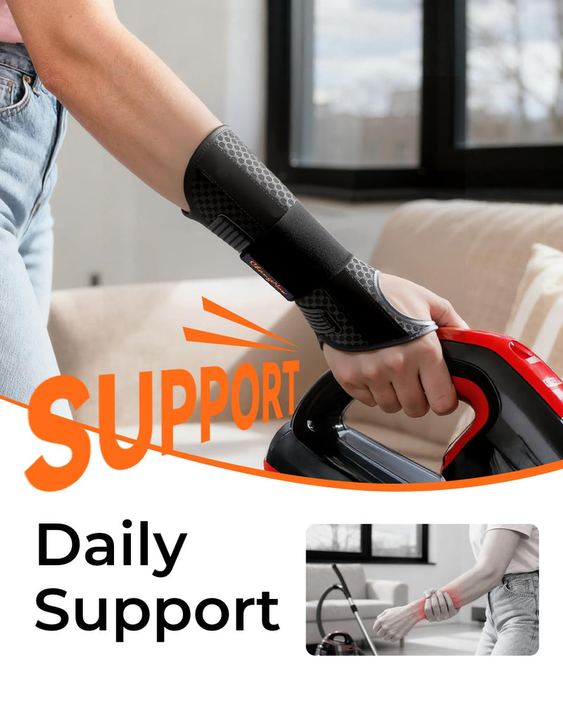 Carpal Tunnel Wrist Brace Night Support for Men Women, [Breathable Air Mesh] Wrist Splint for Tendonitis, Sprain, Arthritis, Medical-Grade Adjustment Rigid Hand Brace for Sleeping, Pain Relief, Work (Black, S/M, Left Hand) Black