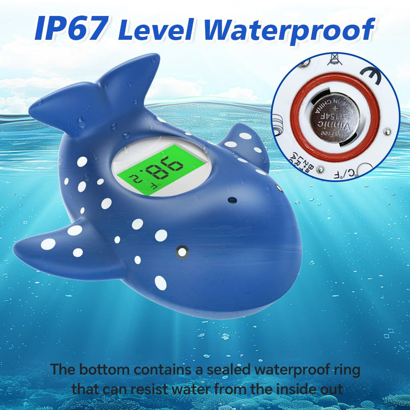 [Australia] - Baby Bath Thermometer, Infant Digital Water Thermometer Safety with 3 Color Backlit and Temperature Warning, Room Thermometers Floating Toy for Infant, Toddler, Bathtub, Swimming Pool (Navy Blue) Navy Blue 