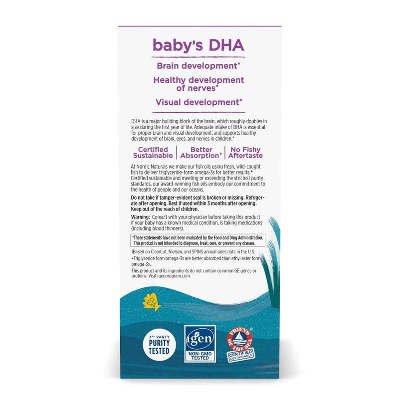 [Australia] - Nordic Naturals Baby‚Äôs DHA, Unflavored - 4 oz - 1050 mg Omega-3 + 300 IU Vitamin D3 - Supports Brain, Vision & Nervous System Development in Babies - Non-GMO - Servings May Vary 4 Fl Oz (Pack of 1) 