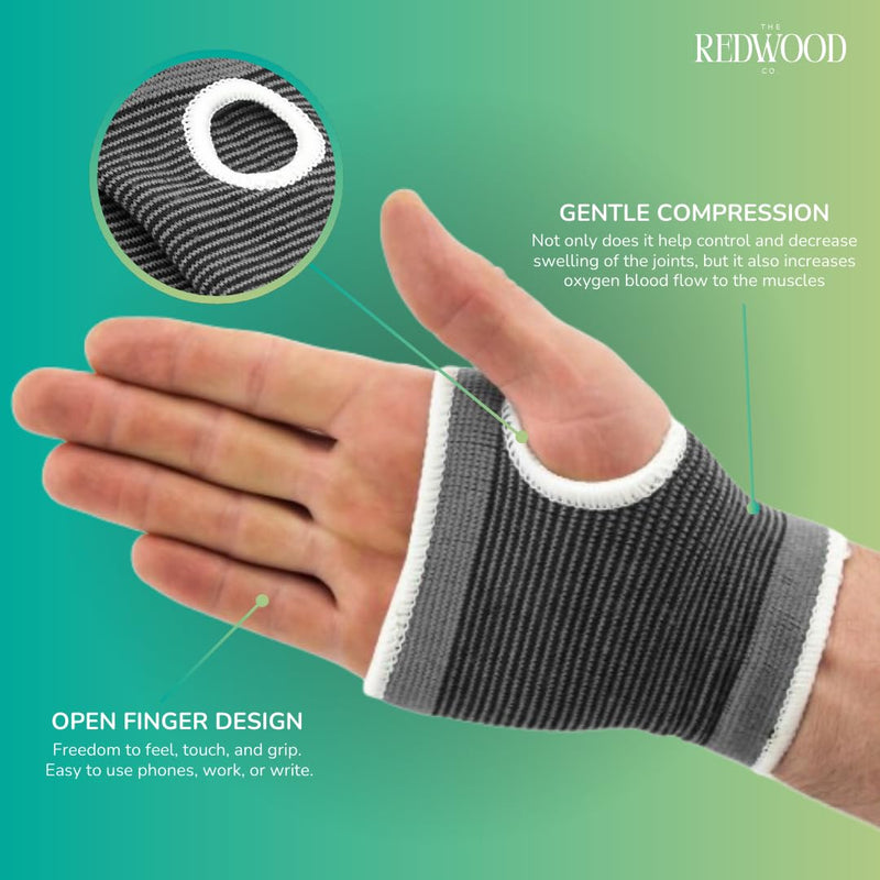 2-Pack | Palm Support Brace | Grey | Elastic Wrist and Palm Compression Support for Sports, Arthritis, Tendonitis, Carpal Tunnel | Breathable, Lightweight | One Size Fits Most | Pain Relief and Injury Prevention