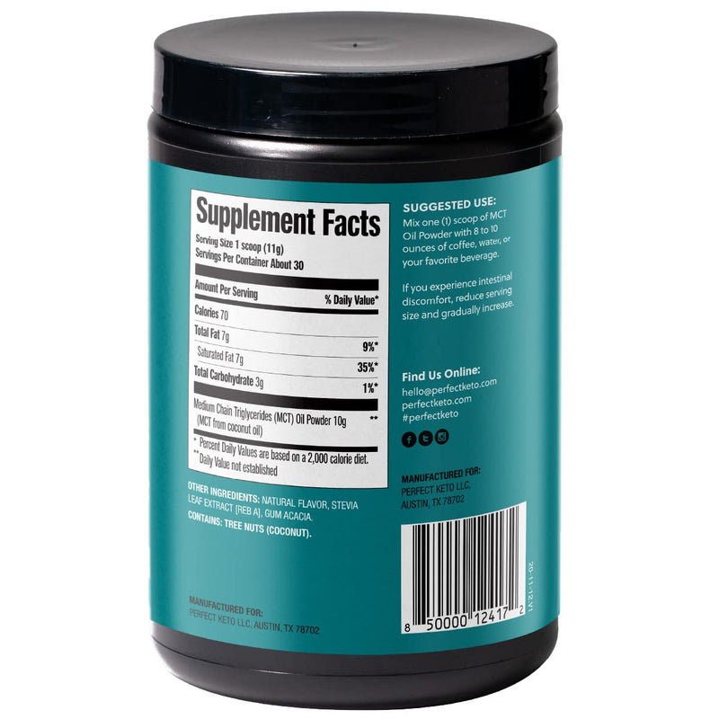 [Australia] - Perfect Keto MCT Oil Powder, Medium Chain Triglycerides, Ketogenic Non-Dairy Coffee Creamer and Bulk Supplement, 30 Servings (Vanilla) Vanilla 