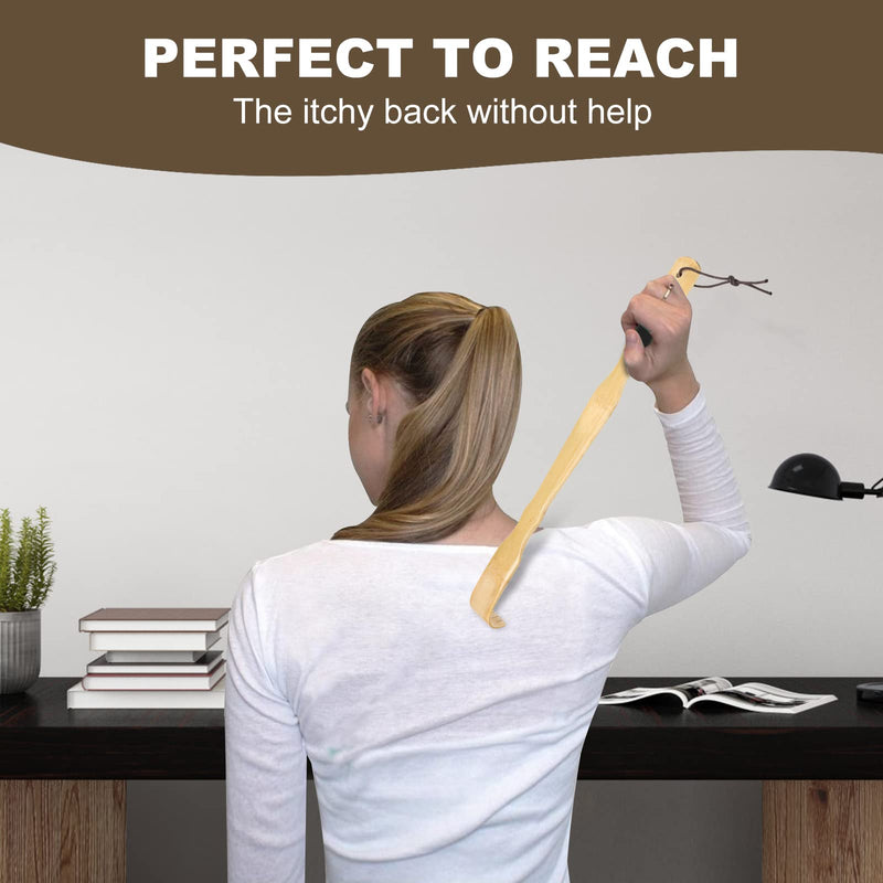 [Australia] - 2 Pack Wooden Bamboo Back Scratcher, 17 Inch Long Handle Back Scratchers for Adults Men Women, with Beautiful Gift Packaging 