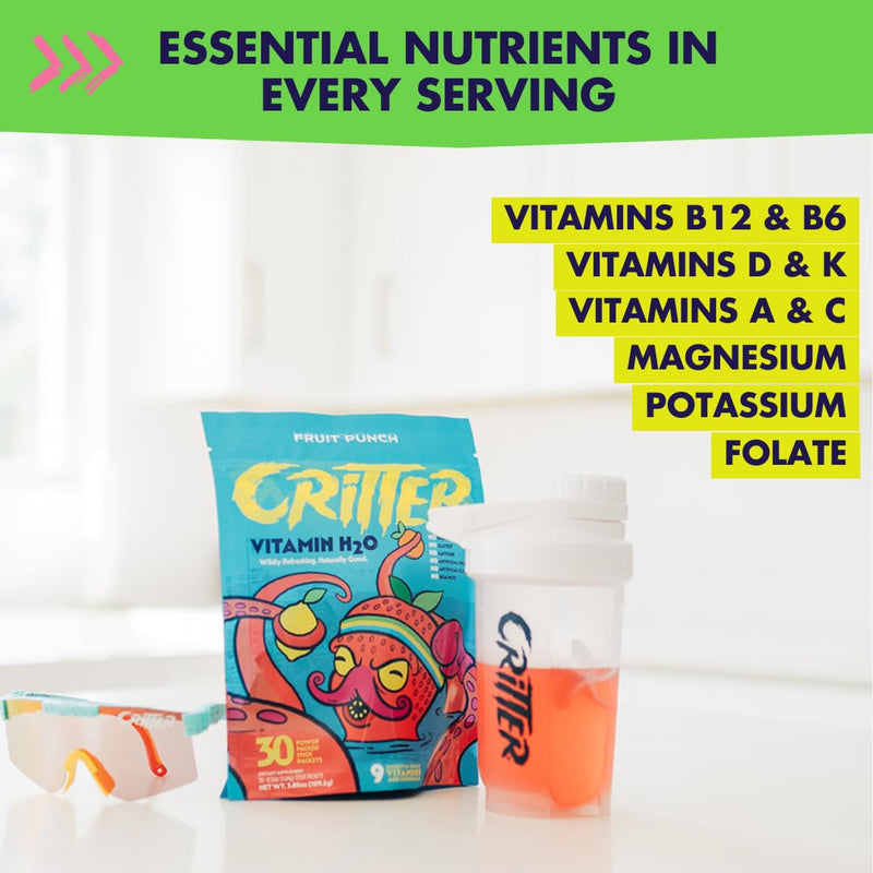 [Australia] - Critter Vitamin H2O ‚Äì Kids‚Äô Hydration & Multivitamin Drink Mix ‚Äì Electrolytes, Essential Vitamins, Delicious Natural Flavors ‚Äì 30 Single-Serve Packets 