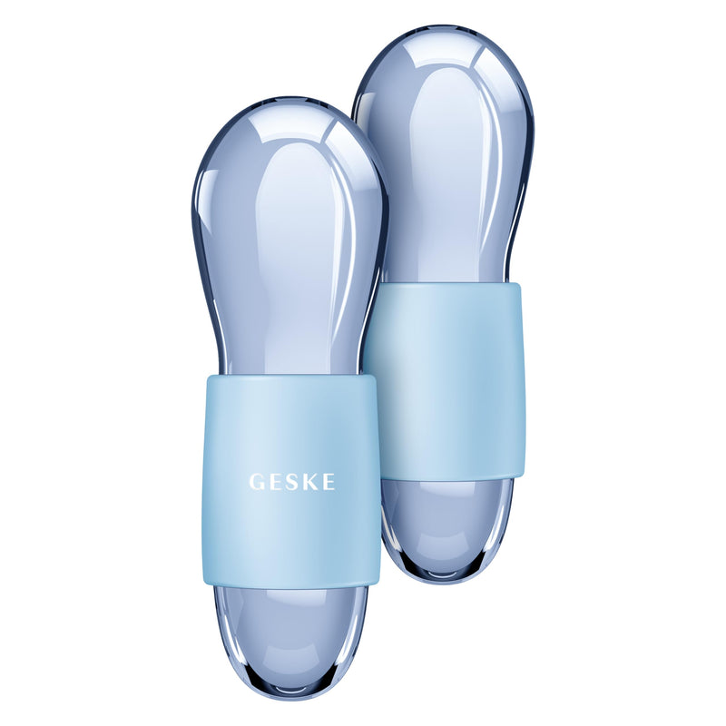 GESKE SmartAppGuided™ Cool & Warm Duo Eye Massager | 7 in 1 | Time-saving Dual Massager | For Eyes & Face | Battery-free Cooling & Warming | Firms, Relaxes & De-Puffs Skin Aquamarine