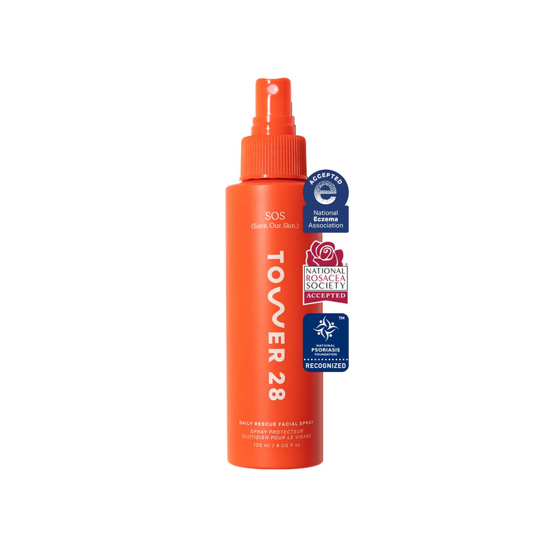 [Australia] - Tower 28 SOS Daily Rescue Facial Spray for Sensitive Skin, Hypochlorous Acid Spray Helps Reduce Redness and Breakouts, Full Size Toner for Face, 4 FL Oz 4 Fl Oz (Pack of 1) 