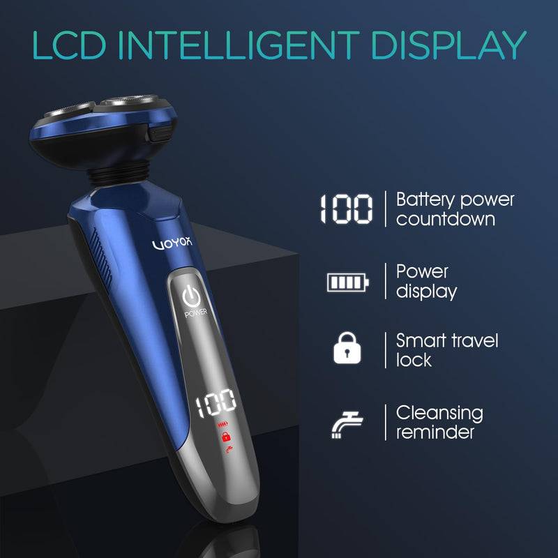 [Australia] - VOYOR Electric Razor for Men Cordless Shavers for Shaving with face sideburn Nose Ear Hair Rechargeable Wet Dry Waterproof TX410 New (New Version-Blue) New Version-Blue 