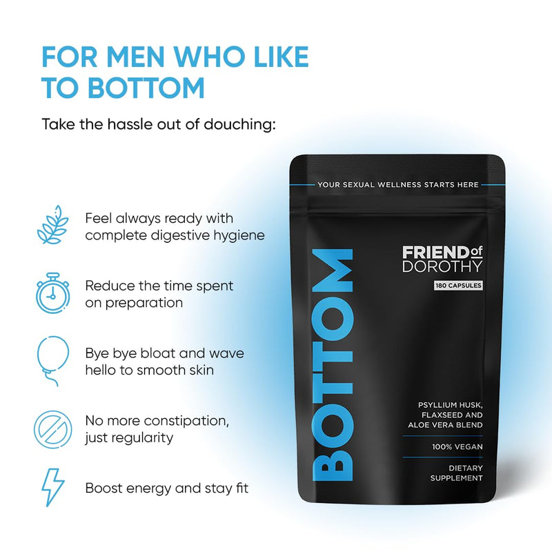 [Australia] - Bottom Fiber Supplement for Effortless Prep Time - Helps Promote Digestive Regularity - Psyllium Husk Based - for Men Who Bottom, 120 Capsules 120 Capsules per Pack 