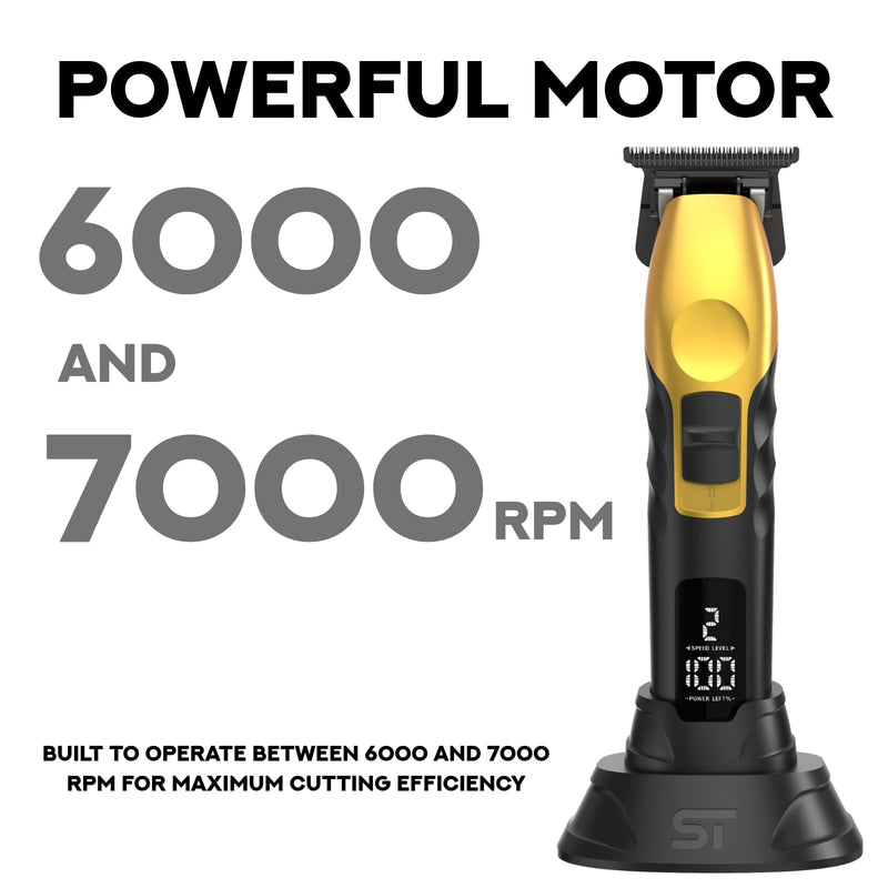 [Australia] - Supreme Trimmer 2Spee ST622 – Cordless Beard & Hair Trimmer for Men | 2-Speed Motor, 180 Min Runtime, Zero-Gap Adjustable Blade, Digital Display, Removable Blade Design Gold 