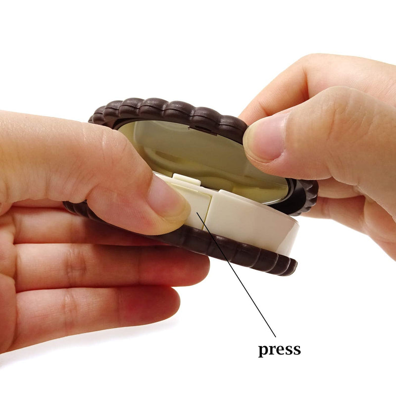 [Australia] - Honbay Cookie Shaped Contact Lens Case Travel Contact Lens Box with Mirror (Brown) Brown 