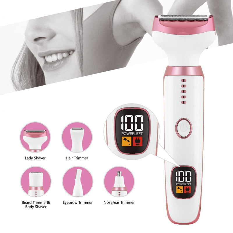 [Australia] - Electric Razors for Women, Bikini Trimmer for Women 5 in 1 Body Shaver for Nose Hair Face Eyebrow Arms Legs Armpit Underarm Pubic Area, Replaceable Lady Facial Razor Painless USB Charge Female Gift White 5 in 1 
