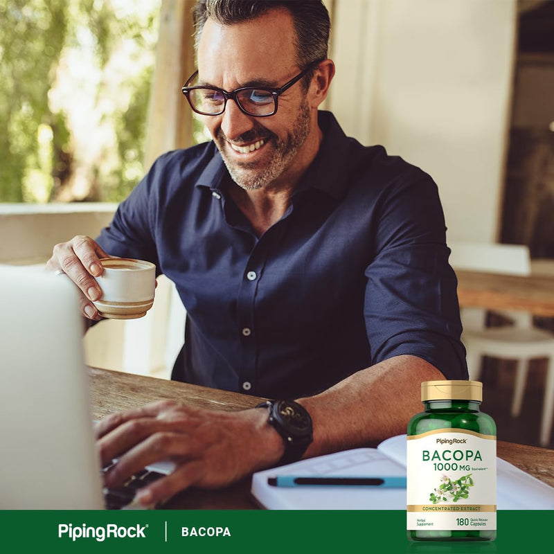[Australia] - Piping Rock Bacopa Monnieri Supplement 1000mg | 180 Capsules | Herbal Extract |Non-GMO & Gluten Free 
