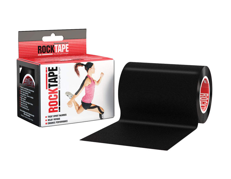 RockTape Highly Water-Resistant Kinesiology Tape 16.4-Foot Continuous Roll H2o Black