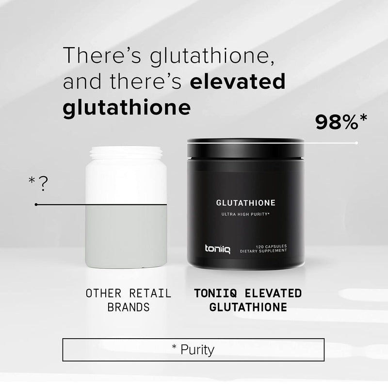 [Australia] - Toniiq Ultra High Strength Glutathione Capsules - 1000mg Concentrated Formula - 98%+ Highly Purified and Bioavailable - Non-GMO Fermentation - 120 Capsules Reduced Glutathione Supplement 120 Count (Pack of 1) 