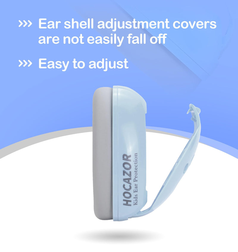 [Australia] - HZ001 Baby Hearing Protection - CE & CPC Certified for Babies up to 36 Months - with Replacement Headband Baby Earmuffs Ear Protection for Airplane, Firework Show - Pale Blue Light Blue 