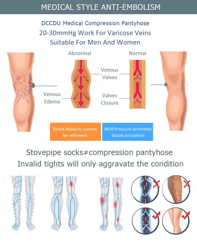 [Australia] - Medical Compression Pantyhose for Women Support 20-30 mmHg Treatment Swelling, Edema Varicose Veins Waist high compression stockings Close Toe Black Large (Pack of 1) 