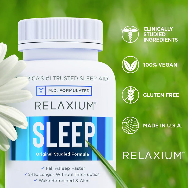 Relaxium Sleep Aid (New and Improved), Dietary Supplement, Non-Habit Forming, Supports Longer and Better Sleep, 60 Capsules, 30-Day Supply