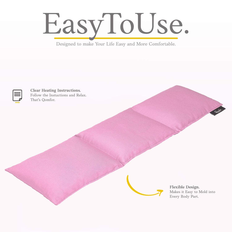 [Australia] - Grain pillow - Microwave heat pillow made of cotton 46 x 12 cm - Soft spelled pillow for pain relief back, neck and shoulder - Wheat and lavender filled - Great gift - Pink 