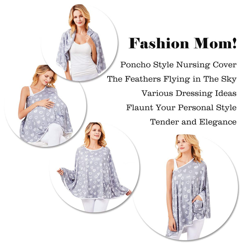 [Australia] - Baby Nursing Cover & Nursing Poncho - Multi Use Cover for Baby Car Seat Canopy, Shopping Cart Cover, Stroller Cover, 360° Full Privacy Breastfeeding Coverage Heart-shaped 