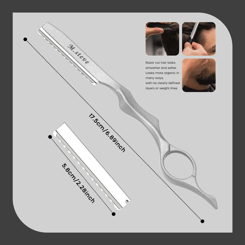 [Australia] - Hair Cutting Razor, Hair Razors For Cutting Hair Professional Styling Razor with Replacement Stainless Steel Blades for Salon/Home -11PCS Silver 